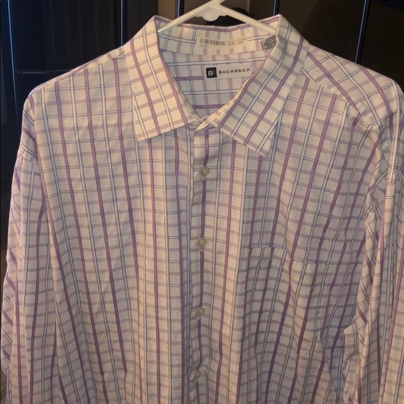 BACHRACH Men’s White/Purple L/S Shirt ... XXL - Picture 1 of 3